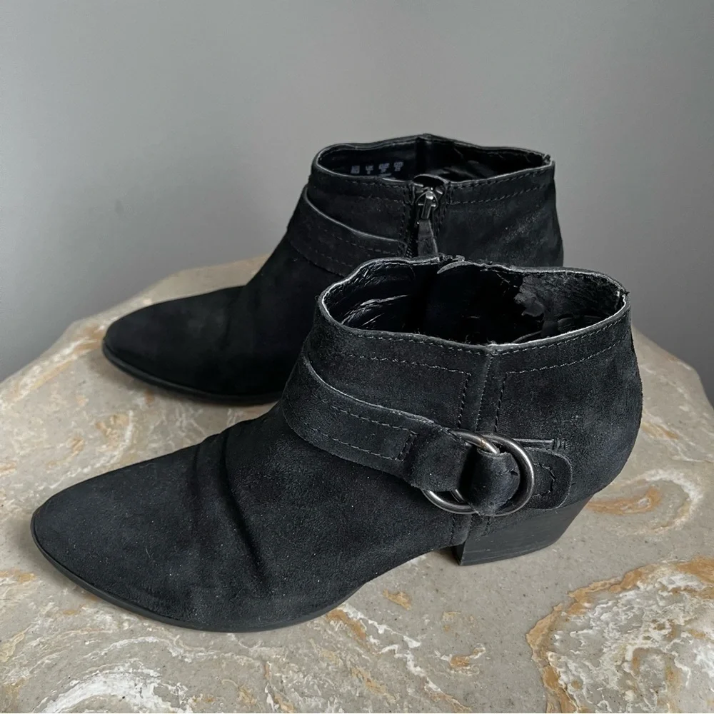Franco Sarto Women’s 8 Gabriella Black Ankle Booties Boots Buckle